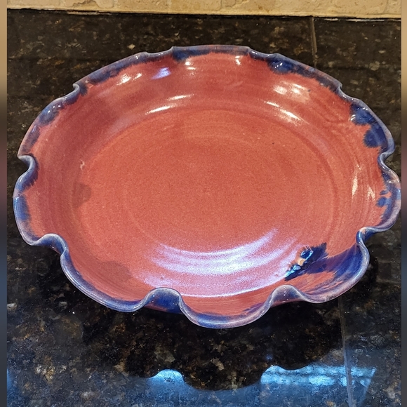 Sheltons North Carolina Pottery Dish Mauve Pink and Dark Blue Glaze 1995 - Picture 4 of 10